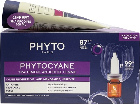 Набір Phyto Phytocyane Progressive For Women Set проти випадання волосся у жінок (ампули 12*5 мл + шампунь 100 мл)