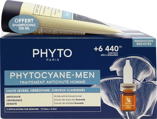 Набор Phyto Phytocyane-Men Set для мужчин против хронического выпадения волос (ампулы 12*3,5 мл + шампунь 100 мл)