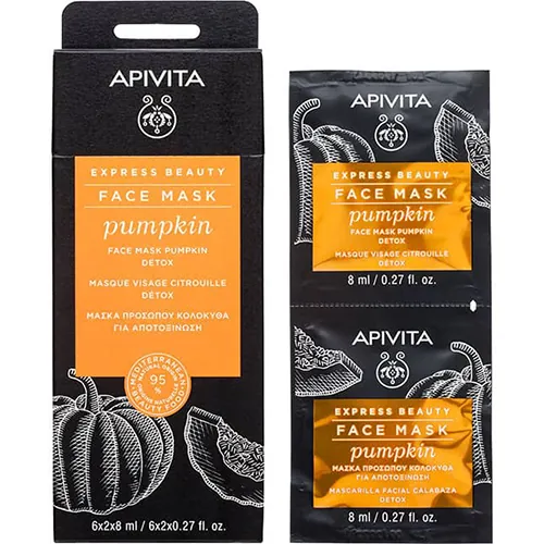 Маска для обличчя Apivita Express Beauty Детокс з гарбузом, 2 шт х 8 мл