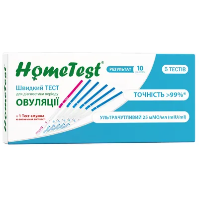 Набір тестів HomeTest Овуляція для діагностики періоду овуляції (5 штук) і вагітності (1 штука), 6 штук