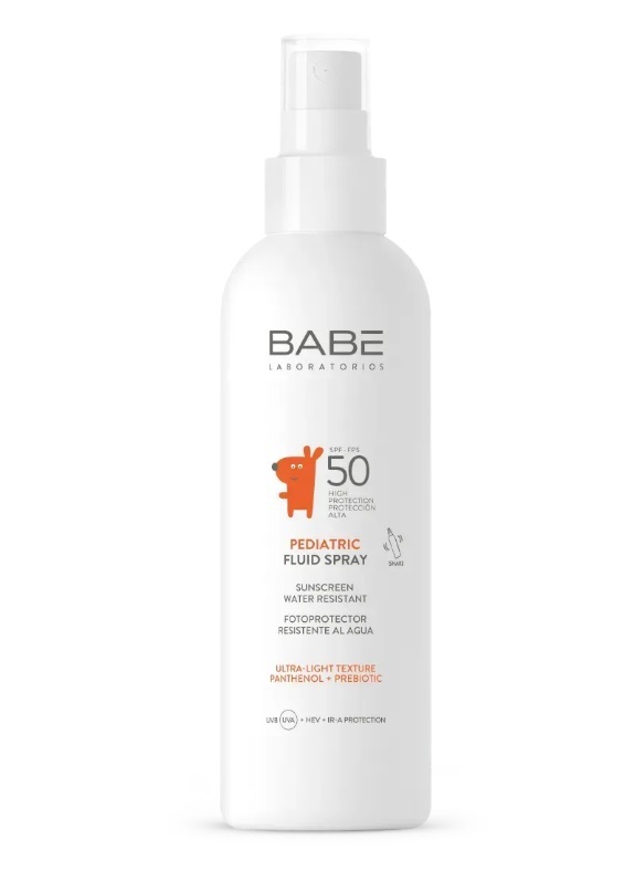 Флюїд-спрей сонцезахисний Babe Laboratorios SPF50 дитячий із пантенолом і пребіотиком, 200 мл