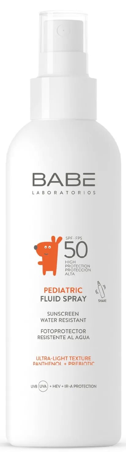 Флюїд-спрей сонцезахисний Babe Laboratorios SPF50 дитячий із пантенолом і пребіотиком, 200 мл