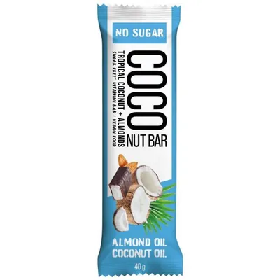 Батончик Здоровий перекус Coconut Bar кокосовий з мигдалем у шоколадній глазурі, 40 г