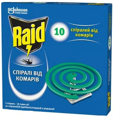 Спіралі від комарів Raid, 10 шт