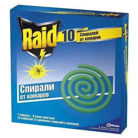Спирали от комаров Raid, 10 штук