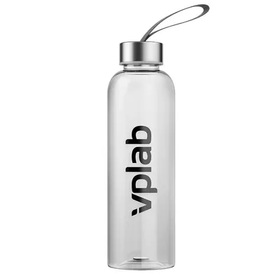 Пляшка для води Vplab Water bottle прозора з чорним лого, 580 мл