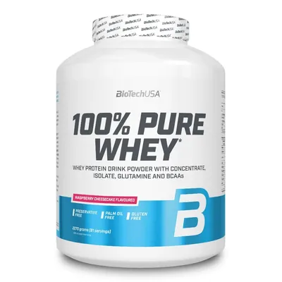 Протеїн сироватковий змішаний Biotech 100% Pure Whey малиновий чізкейк, 2,27 кг