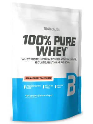 Протеїн сироватковий змішаний Biotech 100% Pure Whey полуниця, 454 г