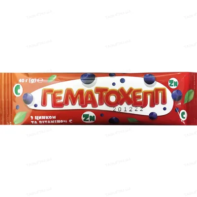 Батончик Solution Pharm Гематохелп с цинком и витамином С, плитки по 40 г у плівці