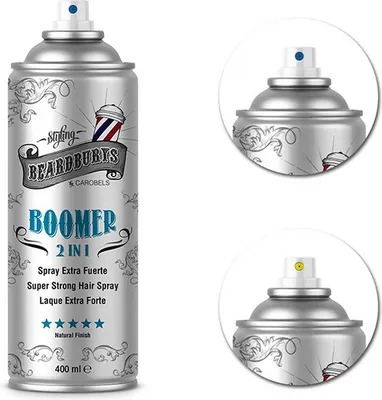 Лак для волосся Beardburys Extra Strong 2 in 1 Boomer з двома розпилювачами, 400 мл