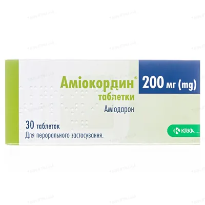 Аміокордин таблетки по 200 мг №30 (10х3)