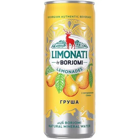Лимонад Borjomi Limonati газований груша, банка, 0,33 л