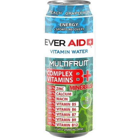 Безалкогольный напиток Ever Aid Vitamin Water мультифрукт, банка, 0,5 л