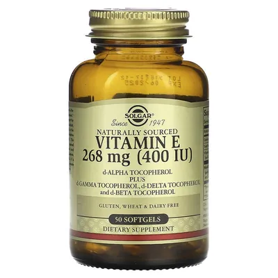 Вітамін Е Solgar Vitamin E 268 мг (400 МО) d-Alpha Tocopherol & Mixed Tocopherols м'які капсули №50