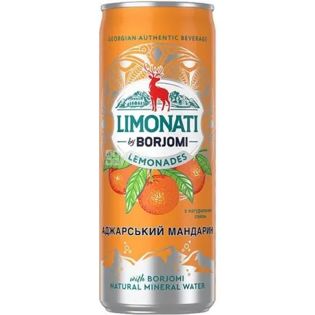 Лимонад Borjomi Limonati газований мандарин, банка, 0,33 л