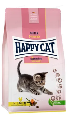 Корм сухий Happy Cat Kitten Land Geflugel для кошенят з 5 тижнів до 6 місяців зі смаком птиці, 300 г, 70534