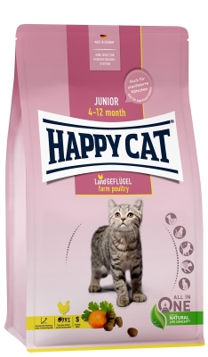Корм сухой Happy Cat Junior Land Geflugel для молодых кошек с 4 месяцев до 1 года со вкусом птицы, 4 кг, 70540