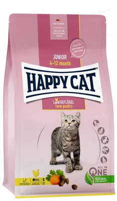 Корм сухий Happy Cat Junior Land Geflugel для молодих котів з 4 місяців до 1 року зі смаком птиці, 4 кг, 70540