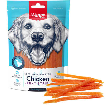 Лакомство для собак Wanpy Soft Chicken Jerky Strips вяленые куриные полоски, 100 г