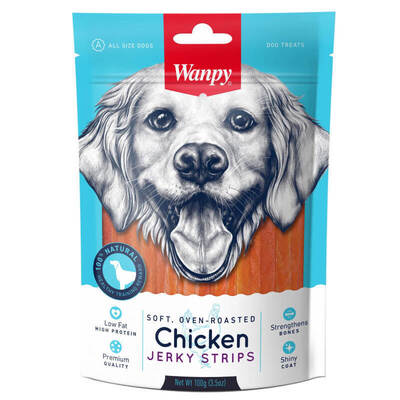 Лакомство для собак Wanpy Soft Chicken Jerky Strips вяленые куриные полоски, 100 г