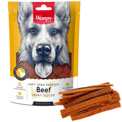 Лакомство для собак Wanpy Soft Beef Jerky Slices вяленые полоски из говядины, 100 г