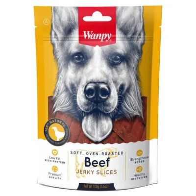 Ласощі для собак Wanpy Soft Beef Jerky Slices в'ялені смужки з яловичини, 100 г