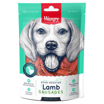 Ласощі для собак Wanpy Lamb Sausages Сосиски з м'ясом ягняти, 100 г