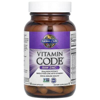Цинк Garden of Life Vitamin Code Raw Zinc, 60 капсул