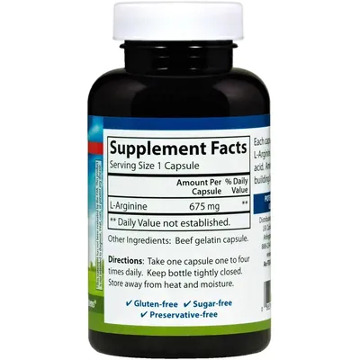 Аргінін Carlson Labs L-Arginine 675 мг, 90 капсул
