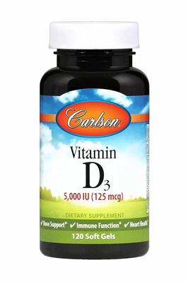 Витамин Д3 Carlson Labs Vitamin D3 5000 МЕ, 120 капсул