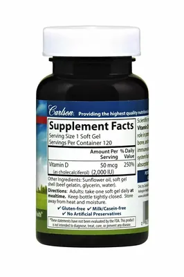 Вітамін Д3 Carlson Labs Vitamin D3 2000 МО, 120 капсул