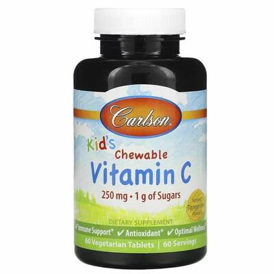 Витамин С для детей Carlson Labs Chewable Vitamin C цитрус, 250 мг, 60 таблеток
