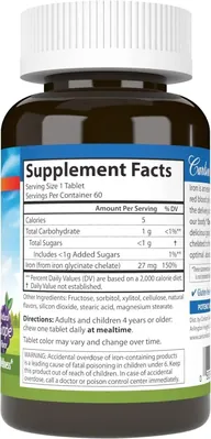 Залізо Carlson Labs Chewable Iron 27 мг зі смаком винограду, 60 таблеток