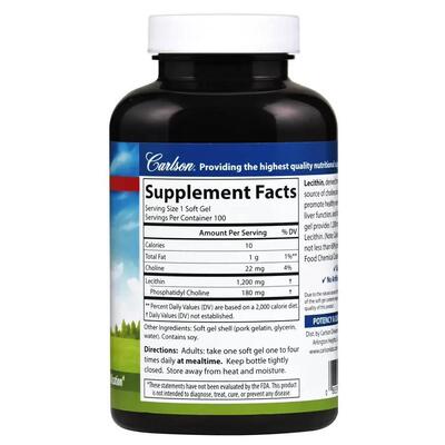 Лецитин Carlson Labs Lecithin 1200 мг, 100 капсул