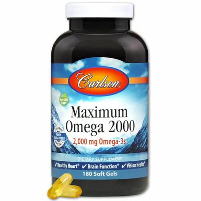 Омега Carlson Labs Maximum Omega 2000 мг, 180 капсул