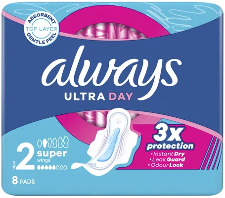 Прокладки гігієнічні Always Ultra Day Super, 5 крапель, 2 розмір, 8 шт