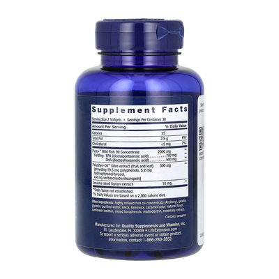 Супер Омега-3 Life Extension Super Omega-3 EPA/DHA Fish Oil, Sesame Lignans & Olive Extract, 60 м'яких капсул