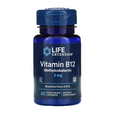 Вітамін В12 Life Extension Vitamin B12 Methylcobalamin пастилки по 5 мг №60