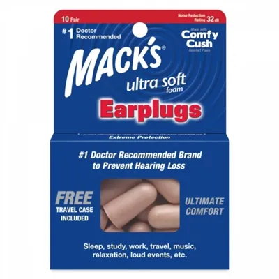Беруші вкладки вушні MACK`S Safe Sound Ultra Earplugs 92 захист від шуму до 32 дБ, бежеві, 10 пар