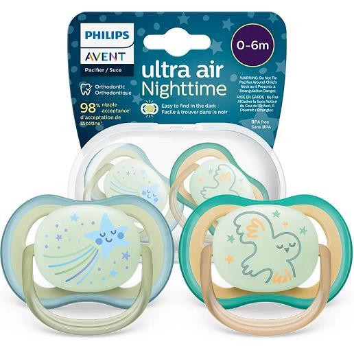 Пустушка силіконова Philips Avent Ultra Air Nighttime SCF376/13, 6-18 місяців, 2 шт