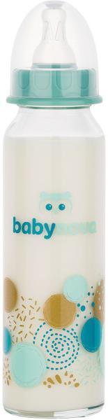 Бутылка Baby-Nova 43706-2 стеклянная с декором для мальчика, 240 мл