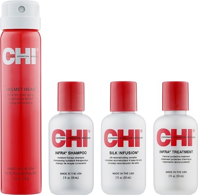 Набор CHI Protect And Hold Travel Kit дорожный (шампунь 59мл + кондиционер 59мл + шелк 59мл + лак 74г)