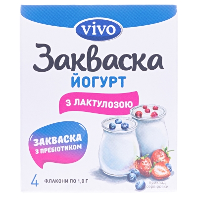 Закваска бактеріальна Vivo Йогурт з лактулозою по 0.5 г №4 у флак.