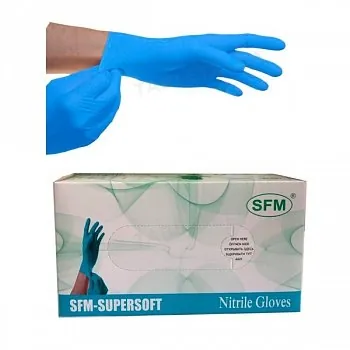 Рукавички оглядові SF Medical Products SFM-Supersoft нітрилові без пудри нестерильні, розмір L, пара