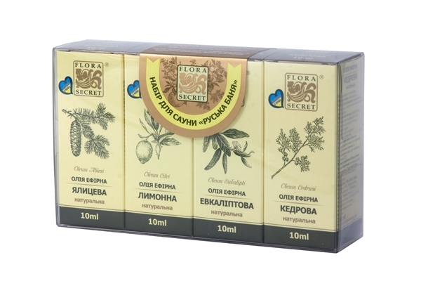 Набор эфирных масел Flora Secret для сауны, Русская баня, 4 флакона х 10 мл