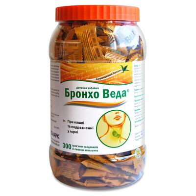 Бронхо Веда Леденцы со вкусом апельсина №300 в бан. в упак. инд.