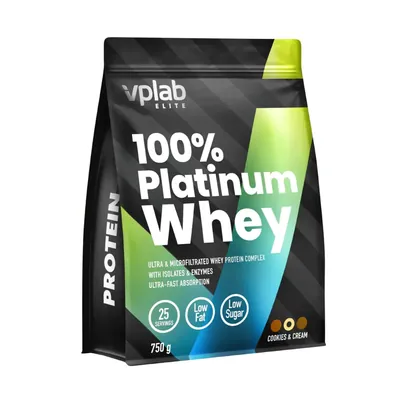 Протеїн сироватковий змішаний VPLab Elite 100% Platinum Whey печиво та крем, 750 г
