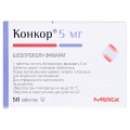Конкор таблетки, п/плен. обол. по 5 мг №50 (25х2)
