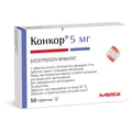 Конкор таблетки, в/плів. обол. по 5 мг №50 (25х2)