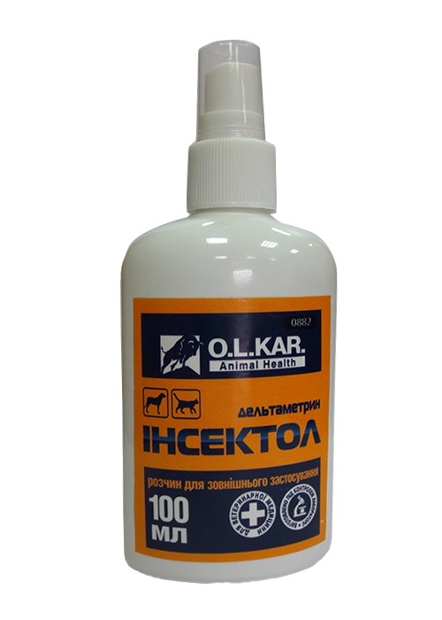 Инсектол спрей от блох и клещей для кошек и собак, 100 мл